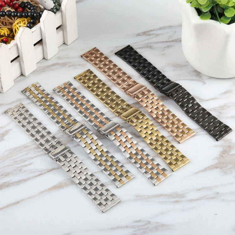 22mm Universal Five Beads Stainless Steel Watch Band(Black) - 22mm Bands by PMc TechLife | Online Shopping South Africa | PMc TechLife | Buy Now Pay Later Mobicred
