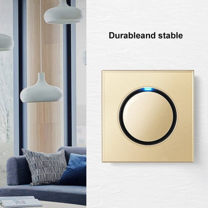 86mm Round LED Tempered Glass Switch Panel, Gold Round Glass, Style:Four Open Dual Control - Switch by PMC Jewellery | Online Shopping South Africa | PMC Jewellery | Buy Now Pay Later Mobicred