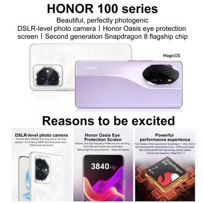 Honor 100, 16GB+512GB, Screen Fingerprint Identification, 6.7 inch MagicOS 7.2 Snapdragon 7 Gen 3 Octa Core up to 2.63GHz, Network: 5G, NFC, OTG, Support Google Play(Purple) - Honor by Huawei | Online Shopping South Africa | PMC Jewellery | Buy Now Pay Later Mobicred