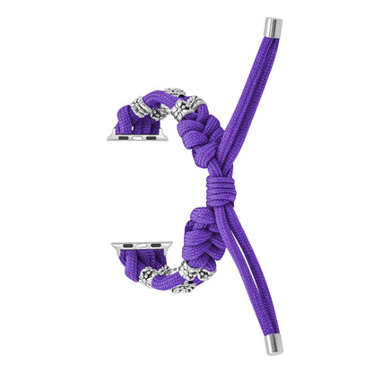 For Apple Watch Ultra 49mm Chrysanthemum Beads Paracord Braided Watch Band(Purple) - Watch Bands by PMC Jewellery | Online Shopping South Africa | PMC Jewellery | Buy Now Pay Later Mobicred