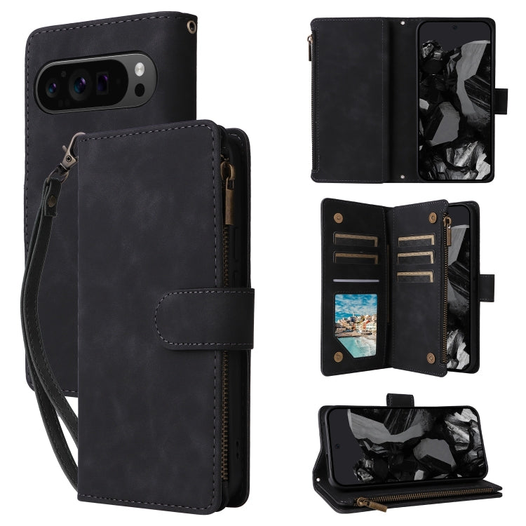 For Google Pixel 9 Pro Multifunctional Multi-Card Wallet Phone Leather Case(Black) - Google Cases by PMC TechLife | Online Shopping South Africa | PMC TechLife | Buy Now Pay Later Mobicred