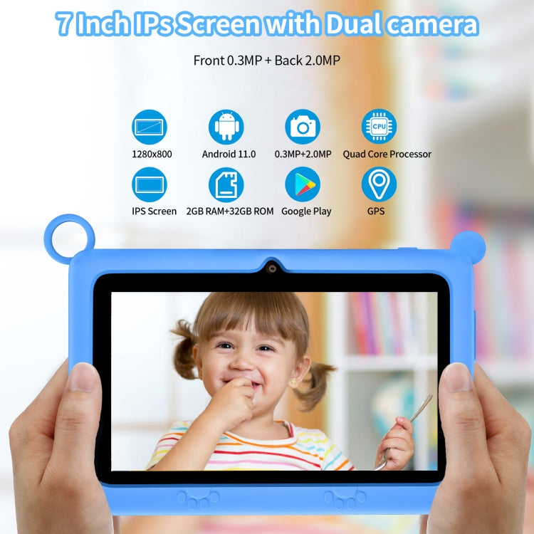 A133 7 inch Kid Tablet with Silicone Case,  2GB+32GB, Android 11 Allwinner A133 Quad Core CPU Support Parental Control Google Play(Blue) -  by PMC Jewellery | Online Shopping South Africa | PMC Jewellery