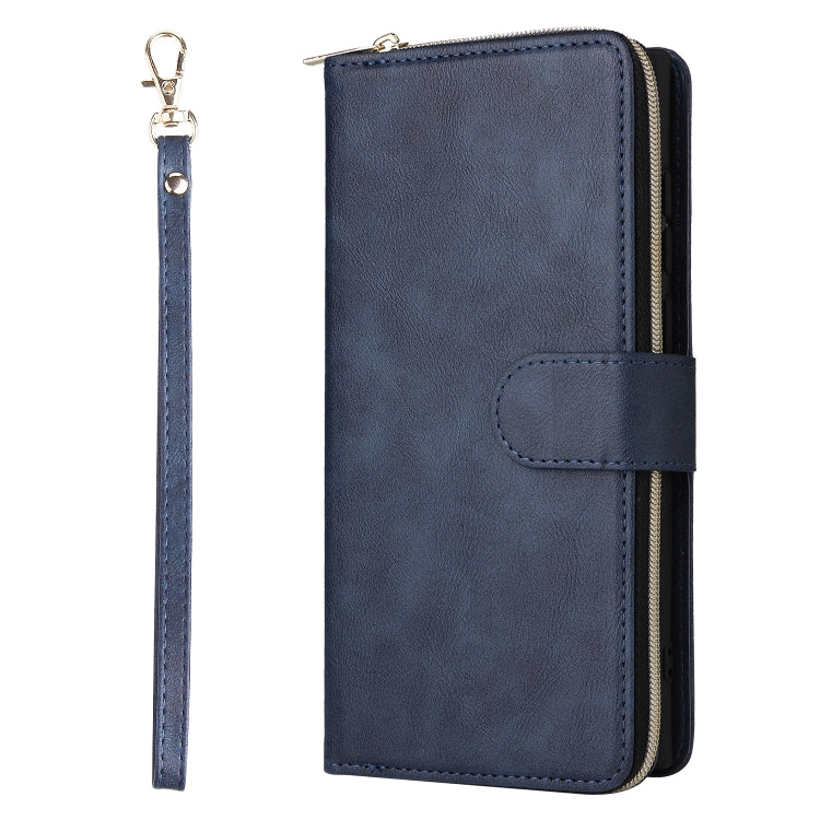 For Samsung Galaxy S24 Ultra 5G 9-Card Slots Zipper Wallet Bag Leather Phone Case(Blue) - Galaxy S24 Ultra 5G Cases by PMC Jewellery | Online Shopping South Africa | PMC Jewellery | Buy Now Pay Later Mobicred