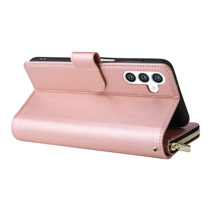 For Samsung Galaxy S24+ 5G 9-Card Slots Zipper Wallet Bag Leather Phone Case(Rose Gold) - Galaxy S24+ 5G Cases by PMC Jewellery | Online Shopping South Africa | PMC Jewellery | Buy Now Pay Later Mobicred