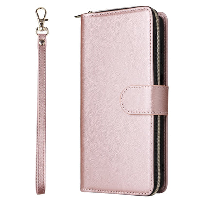 For Samsung Galaxy S24 5G 9-Card Slots Zipper Wallet Bag Leather Phone Case(Rose Gold) - Galaxy S24 5G Cases by PMC Jewellery | Online Shopping South Africa | PMC Jewellery | Buy Now Pay Later Mobicred