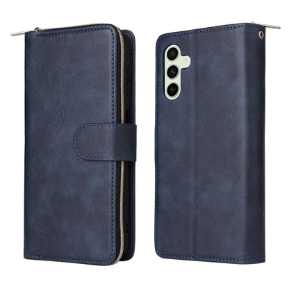 For Samsung Galaxy S24 FE 5G 9-Card Slots Zipper Wallet Bag Leather Phone Case(Blue) - Galaxy S24 FE 5G Cases by PMC Jewellery | Online Shopping South Africa | PMC Jewellery | Buy Now Pay Later Mobicred