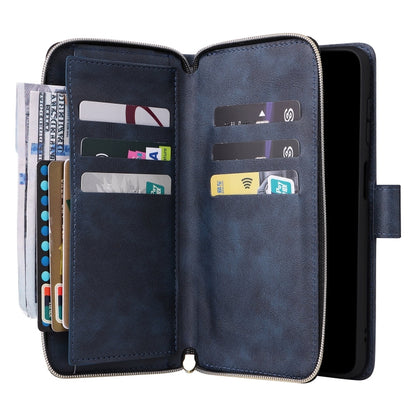 For Samsung Galaxy S24 FE 5G 9-Card Slots Zipper Wallet Bag Leather Phone Case(Blue) - Galaxy S24 FE 5G Cases by PMC Jewellery | Online Shopping South Africa | PMC Jewellery | Buy Now Pay Later Mobicred