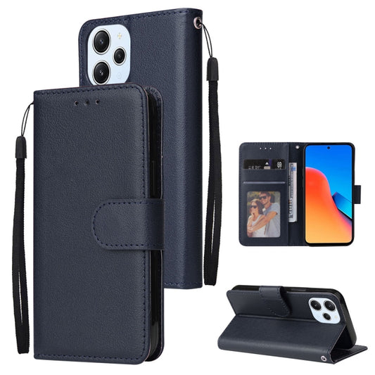 For Xiaomi Redmi 12 4G/5G/Note 12R Multifunctional Horizontal Flip Leather Phone Case with Three Card Slot(Blue) - Xiaomi Cases by PMC Jewellery | Online Shopping South Africa | PMC Jewellery | Buy Now Pay Later Mobicred