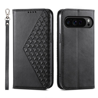 For Google Pixel 9 Pro Cubic Grid Calf Texture Magnetic Leather Phone Case(Black) - Google Cases by PMC Jewellery | Online Shopping South Africa | PMC Jewellery | Buy Now Pay Later Mobicred