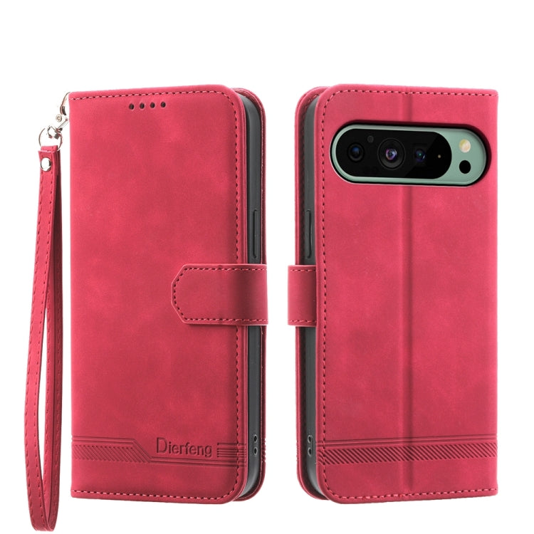 For Google Pixel 9 Dierfeng Dream Line TPU + PU Leather Phone Case(Red) - Google Cases by PMC Jewellery | Online Shopping South Africa | PMC Jewellery | Buy Now Pay Later Mobicred