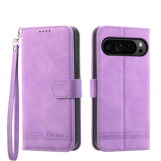 For Google Pixel 9 Pro Dierfeng Dream Line TPU + PU Leather Phone Case(Purple) - Google Cases by PMC Jewellery | Online Shopping South Africa | PMC Jewellery | Buy Now Pay Later Mobicred