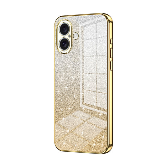 For iPhone 16 Gradient Glitter Powder Electroplated Phone Case(Gold) - iPhone 16 Cases by PMC Jewellery | Online Shopping South Africa | PMC Jewellery | Buy Now Pay Later Mobicred