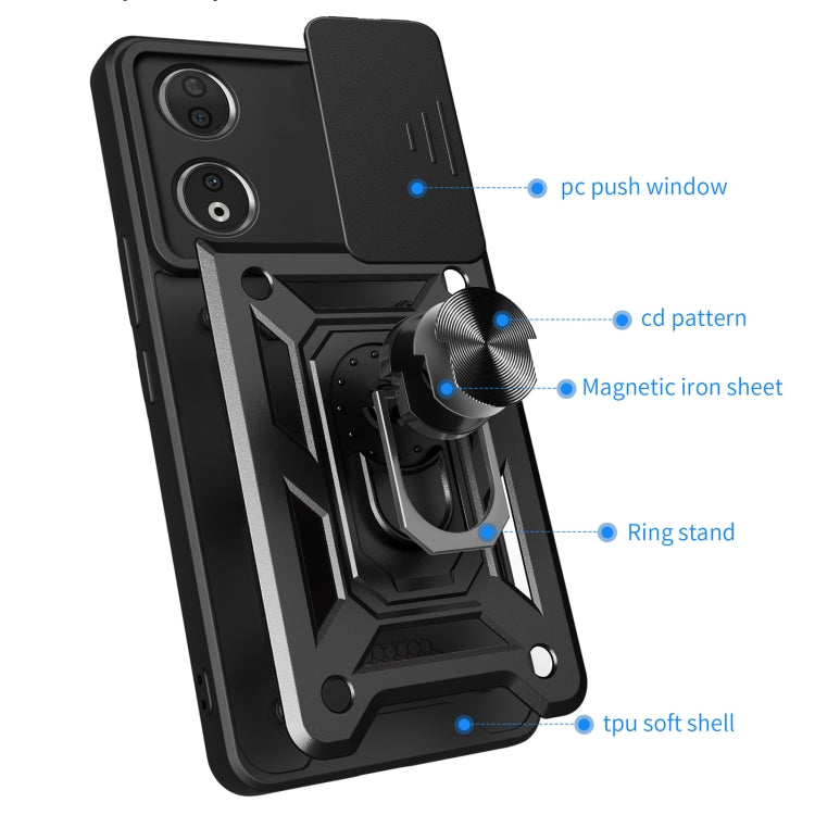 For Honor 90 5G Sliding Camera Cover Design TPU+PC Phone Case(Red) - Honor Cases by PMC TechLife | Online Shopping South Africa | PMC TechLife | Buy Now Pay Later Mobicred