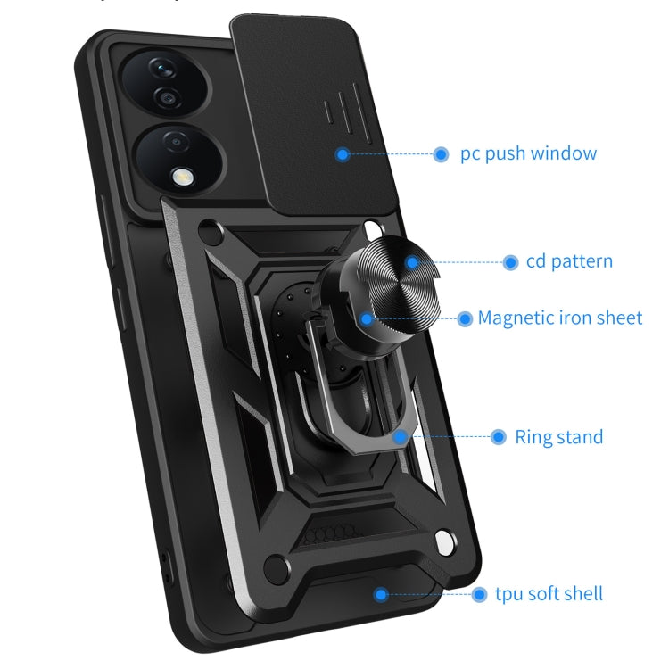 For Honor X7b Sliding Camera Cover Design TPU+PC Phone Case(Black) - Honor Cases by PMC Jewellery | Online Shopping South Africa | PMC Jewellery | Buy Now Pay Later Mobicred