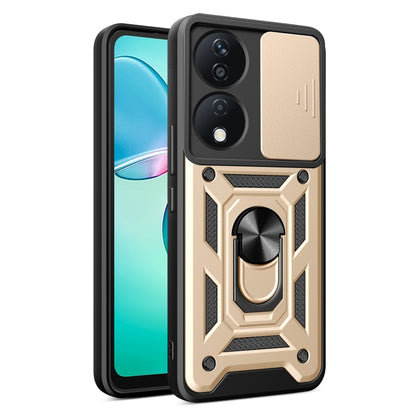 For Honor X7b Sliding Camera Cover Design TPU+PC Phone Case(Gold) - Honor Cases by PMC Jewellery | Online Shopping South Africa | PMC Jewellery | Buy Now Pay Later Mobicred