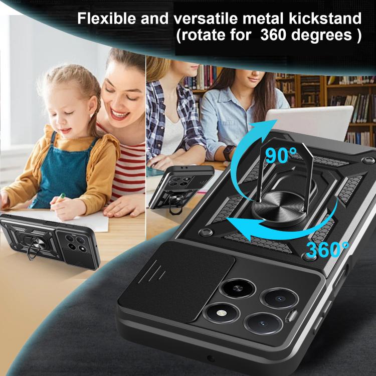 For Honor X5b Plus Sliding Camera Cover Design TPU+PC Phone Case(Black) - free shipping - PMC TechLife - Order now!