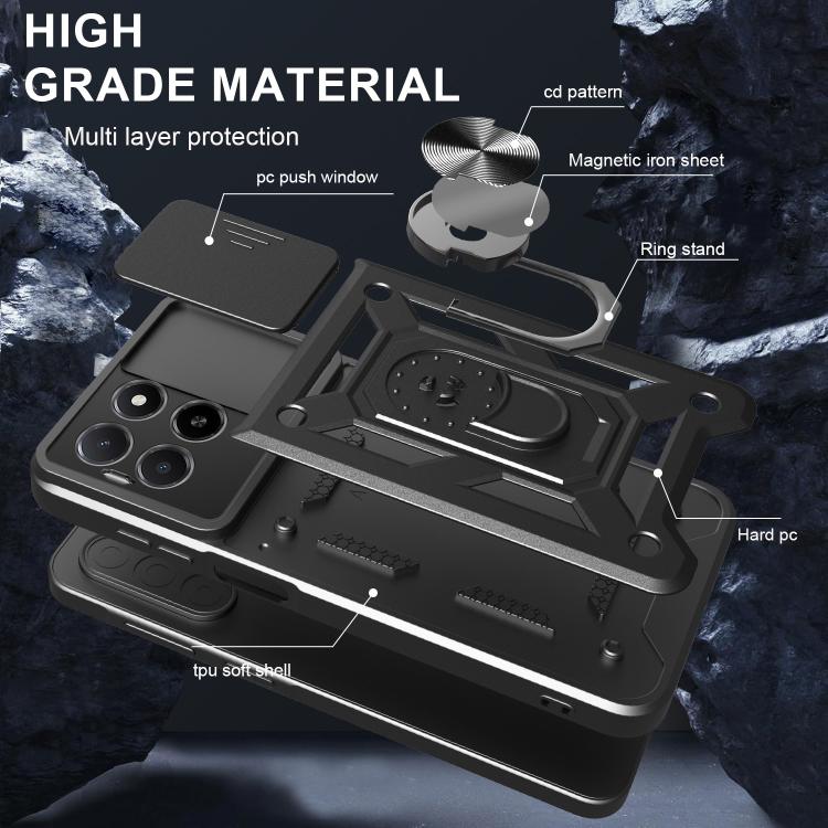 For Honor X5b Plus Sliding Camera Cover Design TPU+PC Phone Case(Silver) - free shipping - PMC TechLife - Order now!