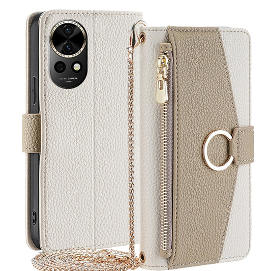 For Huawei nova 12 5G Crossbody Litchi Texture Leather Phone Case(White) - Huawei Cases by PMC Jewellery | Online Shopping South Africa | PMC Jewellery | Buy Now Pay Later Mobicred