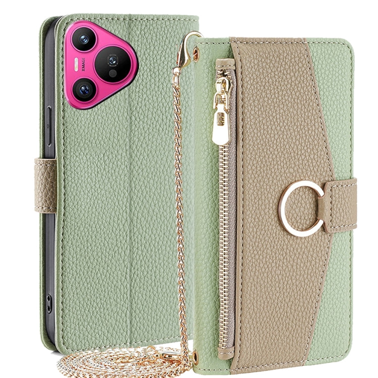 For Huawei Pura 70 5G Crossbody Litchi Texture Leather Phone Case(Green) - Huawei Cases by PMC Jewellery | Online Shopping South Africa | PMC Jewellery | Buy Now Pay Later Mobicred