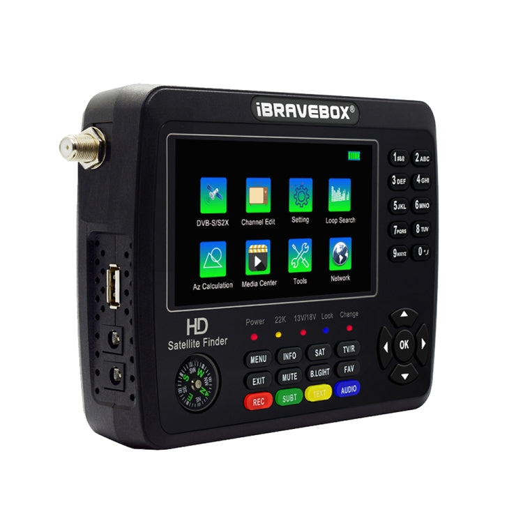 iBRAVEBOX V10 Finder Max 4.3 inch Display Digital Satellite Meter Signal Finder, Support DVB-S/S2/S2X, Plug Type:UK Plug(Black) - Satellite Finder by PMC TechLife | Online Shopping South Africa | PMC TechLife | Buy Now Pay Later Mobicred
