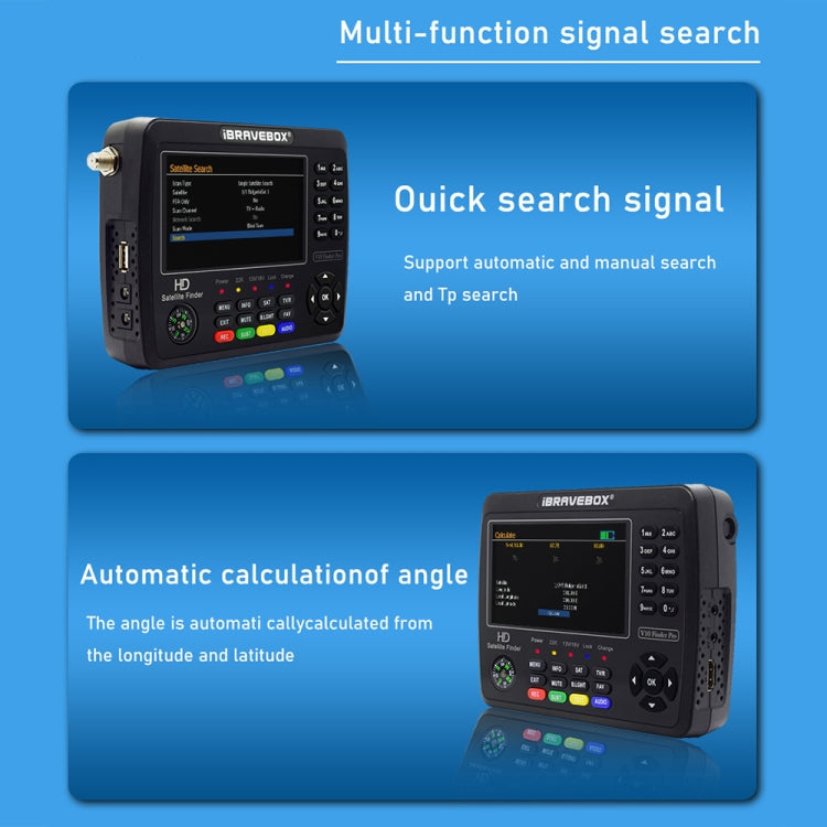 iBRAVEBOX V10 Finder Max 4.3 inch Display Digital Satellite Meter Signal Finder, Support DVB-S/S2/S2X, Plug Type:US Plug(Black) - Satellite Finder by PMC Jewellery | Online Shopping South Africa | PMC Jewellery | Buy Now Pay Later Mobicred