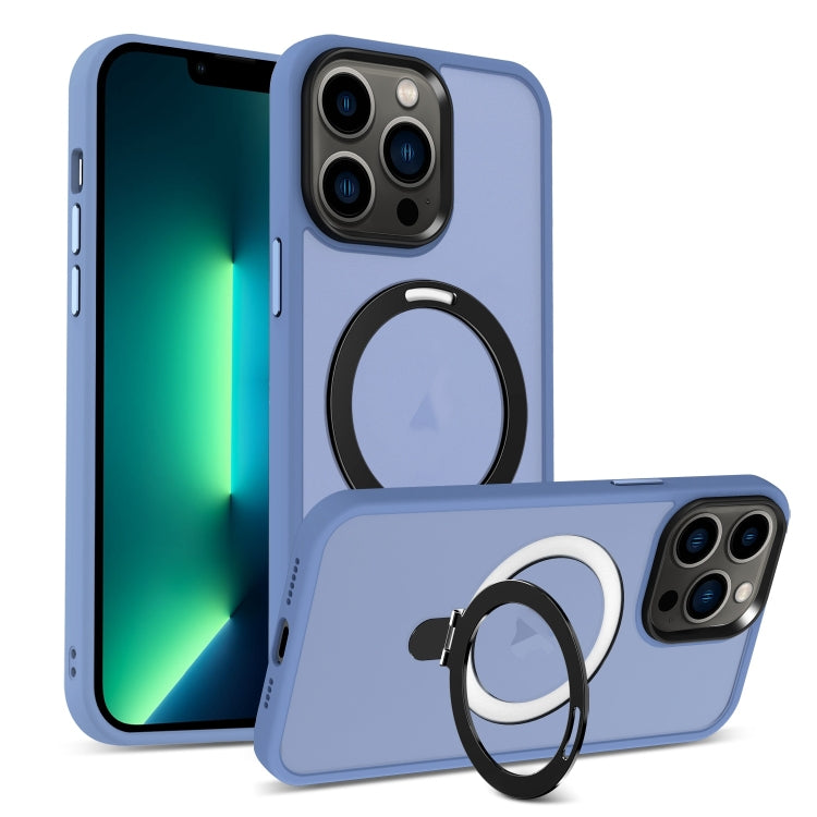 For iPhone 13 Pro Max MagSafe Holder Skin-feel PC Hybrid TPU Phone Case(Blue) - iPhone 13 Pro Max Cases by PMC TechLife | Online Shopping South Africa | PMC TechLife