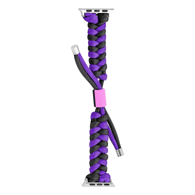 For Apple Watch Ultra 2 49mm Paracord Fishtail Braided Silicone Bead Watch Band(Black Purple) - Watch Bands by PMC Jewellery | Online Shopping South Africa | PMC Jewellery | Buy Now Pay Later Mobicred