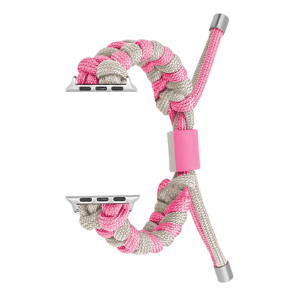 For Apple Watch Ultra 2 49mm Paracord Fishtail Braided Silicone Bead Watch Band(Pink Grey) - Watch Bands by PMC Jewellery | Online Shopping South Africa | PMC Jewellery | Buy Now Pay Later Mobicred