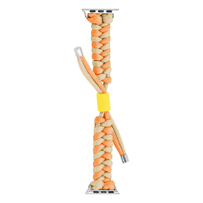 For Apple Watch Ultra 2 49mm Paracord Fishtail Braided Silicone Bead Watch Band(Orange Yellow) - Watch Bands by PMC Jewellery | Online Shopping South Africa | PMC Jewellery | Buy Now Pay Later Mobicred