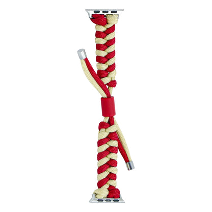 For Apple Watch Ultra 2 49mm Paracord Fishtail Braided Silicone Bead Watch Band(Red Light Yellow) - Watch Bands by PMC Jewellery | Online Shopping South Africa | PMC Jewellery | Buy Now Pay Later Mobicred