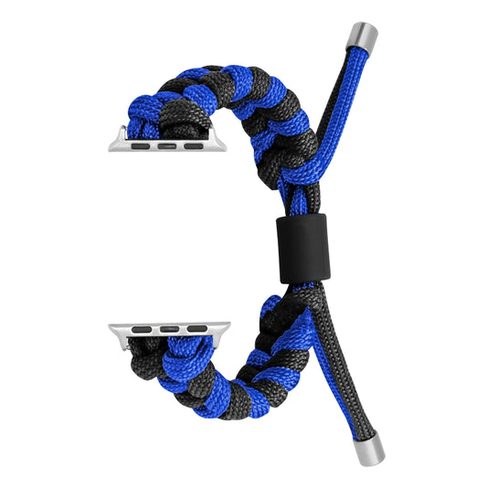 For Apple Watch Ultra 49mm Paracord Fishtail Braided Silicone Bead Watch Band(Black Blue) - Watch Bands by PMC Jewellery | Online Shopping South Africa | PMC Jewellery | Buy Now Pay Later Mobicred