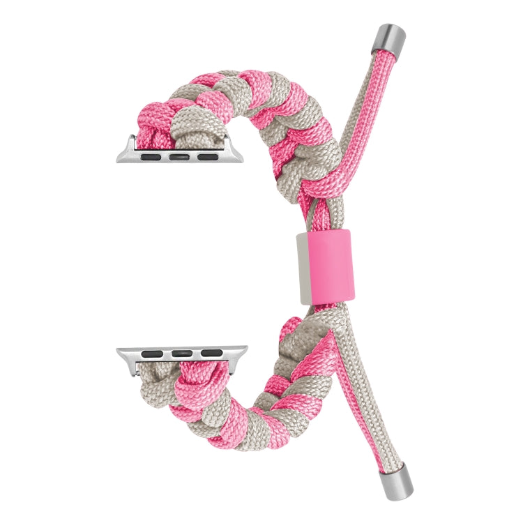 For Apple Watch Ultra 49mm Paracord Fishtail Braided Silicone Bead Watch Band(Pink Grey) - Watch Bands by PMC Jewellery | Online Shopping South Africa | PMC Jewellery | Buy Now Pay Later Mobicred