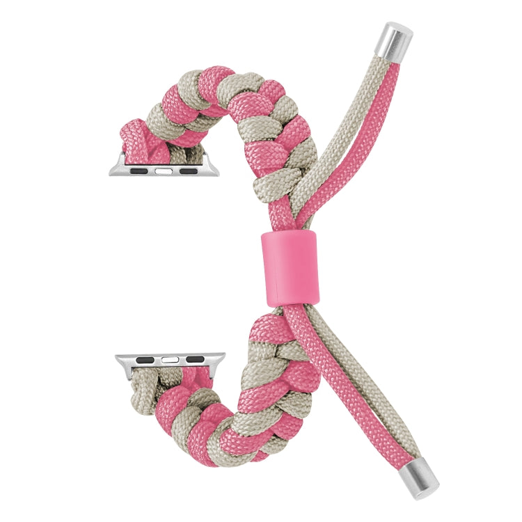 For Apple Watch Ultra 49mm Paracord Fishtail Braided Silicone Bead Watch Band(Pink Grey) - Watch Bands by PMC Jewellery | Online Shopping South Africa | PMC Jewellery | Buy Now Pay Later Mobicred