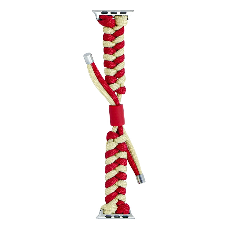 For Apple Watch Ultra 49mm Paracord Fishtail Braided Silicone Bead Watch Band(Red Light Yellow) - Watch Bands by PMC Jewellery | Online Shopping South Africa | PMC Jewellery | Buy Now Pay Later Mobicred