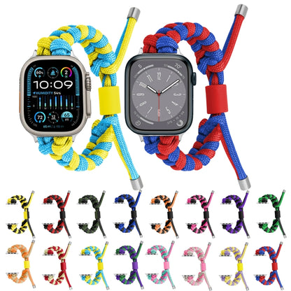 For Apple Watch Ultra 49mm Paracord Fishtail Braided Silicone Bead Watch Band(Red Light Yellow) - Watch Bands by PMC Jewellery | Online Shopping South Africa | PMC Jewellery | Buy Now Pay Later Mobicred