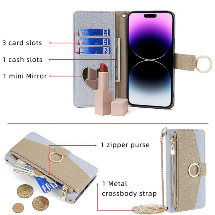 For Sharp Aquos Sense7 Plus Crossbody Litchi Texture Leather Phone Case(Blue) - More Brand by PMC TechLife | Online Shopping South Africa | PMC TechLife | Buy Now Pay Later Mobicred