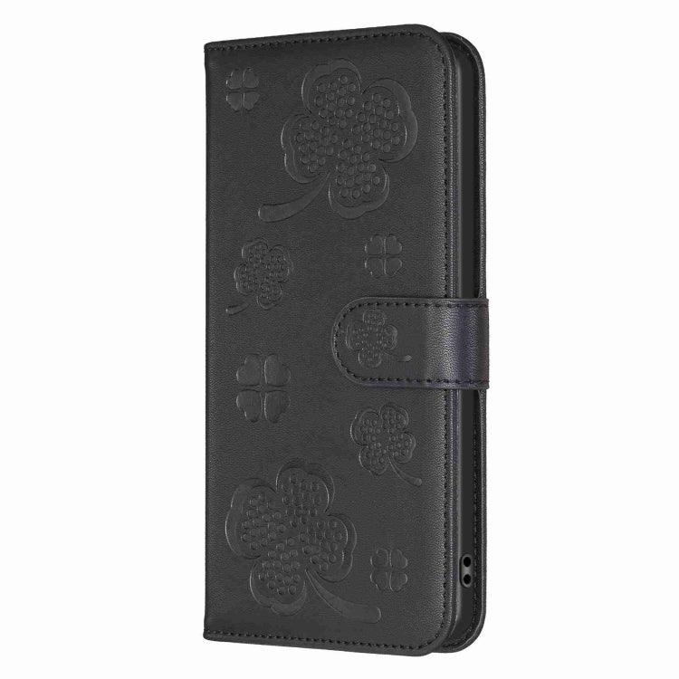 For Xiaomi Redmi Note 12 4G Global Four-leaf Embossed Leather Phone Case(Black) - Xiaomi Cases by PMC TechLife | Online Shopping South Africa | PMC TechLife | Buy Now Pay Later Mobicred