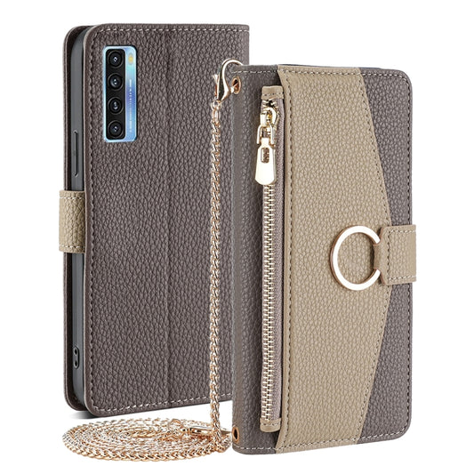 For TCL 20 5G / 20S / 20L / 20L+ Crossbody Litchi Texture Leather Phone Case(Grey) - More Brand by PMC Jewellery | Online Shopping South Africa | PMC Jewellery | Buy Now Pay Later Mobicred