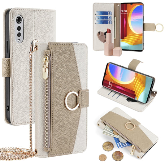 For LG Velvet Crossbody Litchi Texture Leather Phone Case(White) - LG by PMC Jewellery | Online Shopping South Africa | PMC Jewellery | Buy Now Pay Later Mobicred