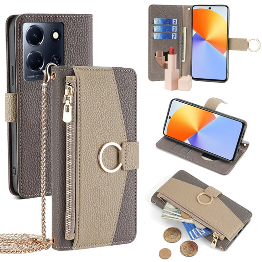 For Infinix Note 30 4G Crossbody Litchi Texture Leather Phone Case(Grey) - Infinix Cases by PMC Jewellery | Online Shopping South Africa | PMC Jewellery | Buy Now Pay Later Mobicred