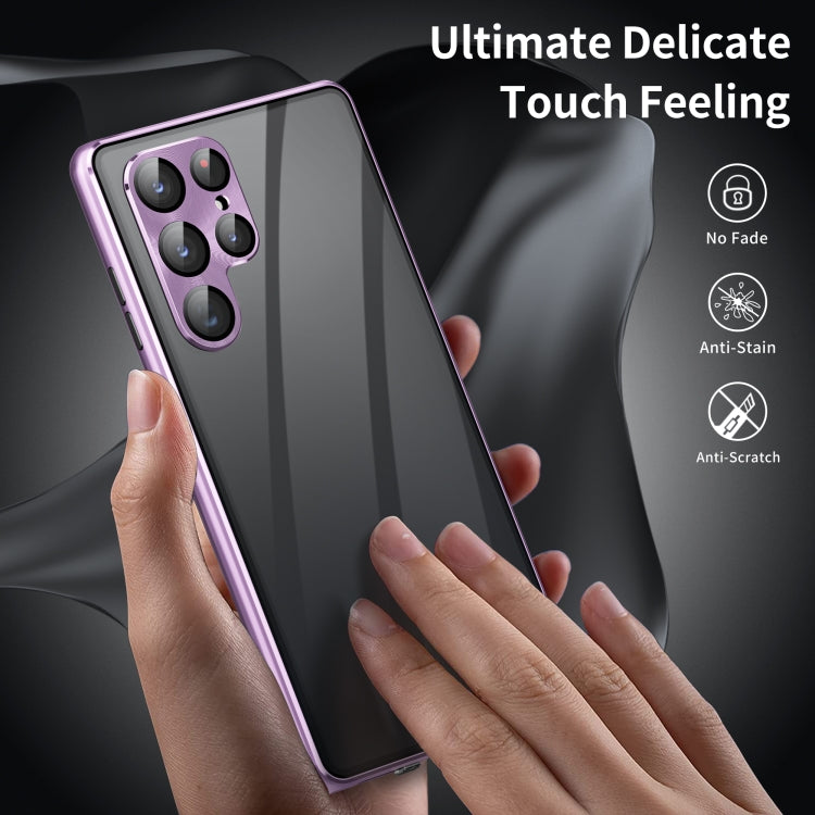 For Samsung Galaxy S25 Ultra 5G HD Full Cover Magnetic Metal Tempered Glass Phone Case(Purple) - Galaxy S25 Ultra 5G Cases by PMC TechLife | Online Shopping South Africa | PMC TechLife | Buy Now Pay Later Mobicred