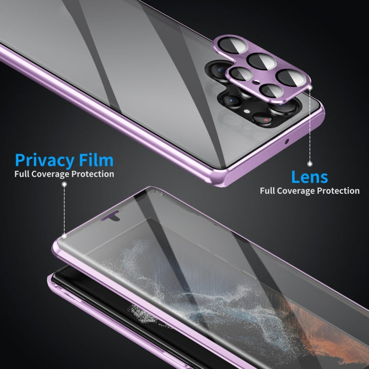 For Samsung Galaxy S25 Ultra 5G HD Full Cover Magnetic Metal Tempered Glass Phone Case(Purple) - Galaxy S25 Ultra 5G Cases by PMC TechLife | Online Shopping South Africa | PMC TechLife | Buy Now Pay Later Mobicred