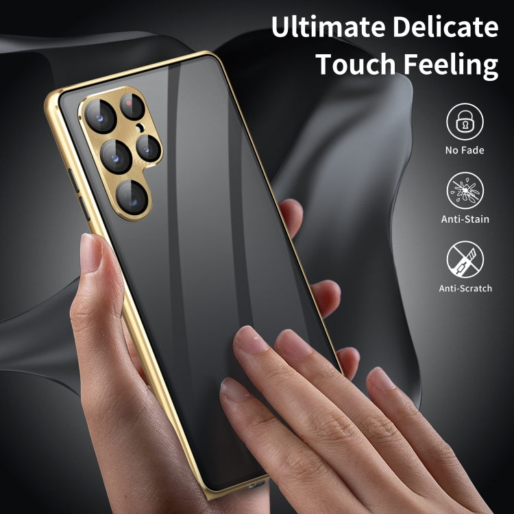 For Samsung Galaxy S24 5G Privacy Full Cover Magnetic Metal Tempered Glass Phone Case(Black) - Galaxy S24 5G Cases by PMC Jewellery | Online Shopping South Africa | PMC Jewellery | Buy Now Pay Later Mobicred