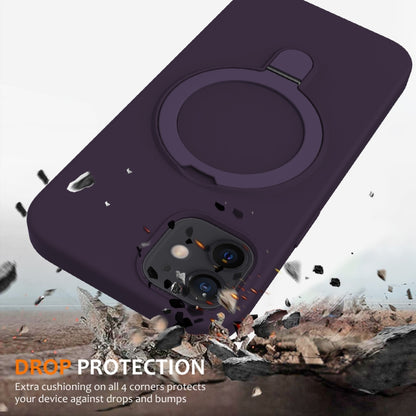 For iPhone 12 MagSafe Magnetic Liquid Silicone Phone Case with Ring Holder(Purple) - iPhone 12 / 12 Pro Cases by PMC Jewellery | Online Shopping South Africa | PMC Jewellery