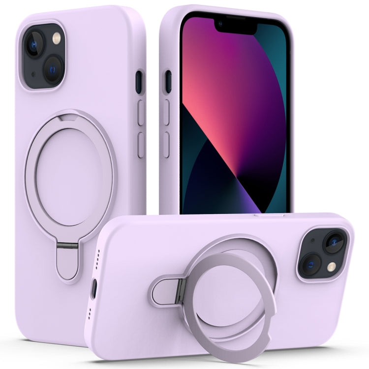 For iPhone 13 MagSafe Magnetic Liquid Silicone Phone Case with Ring Holder(Lilac Purple) - iPhone 13 Cases by PMC TechLife | Online Shopping South Africa | PMC TechLife