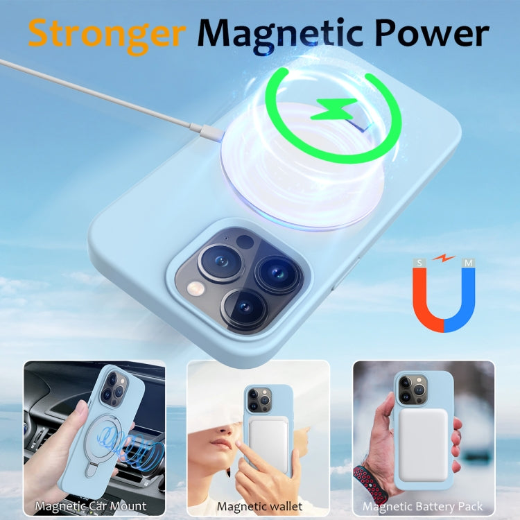 For iPhone 14 Pro Max MagSafe Magnetic Liquid Silicone Phone Case with Ring Holder(Sky Blue) - iPhone 14 Pro Max Cases by PMC TechLife | Online Shopping South Africa | PMC TechLife