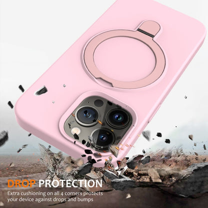 For iPhone 16 Pro Liquid Silicone MagSafe Magnetic Phone Case with Ring Holder(Grey Pink) - iPhone 16 Pro Cases by PMC Jewellery | Online Shopping South Africa | PMC Jewellery | Buy Now Pay Later Mobicred