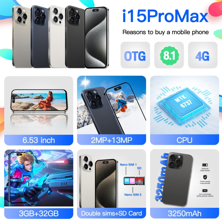i15ProMax / U18, 3GB+32GB, 6.53 inch Face Identification Android 8.1 MTK6737 Quad Core, Network: 4G, OTG, Dual SIM(White) -  by PMC TechLife | Online Shopping South Africa | PMC TechLife