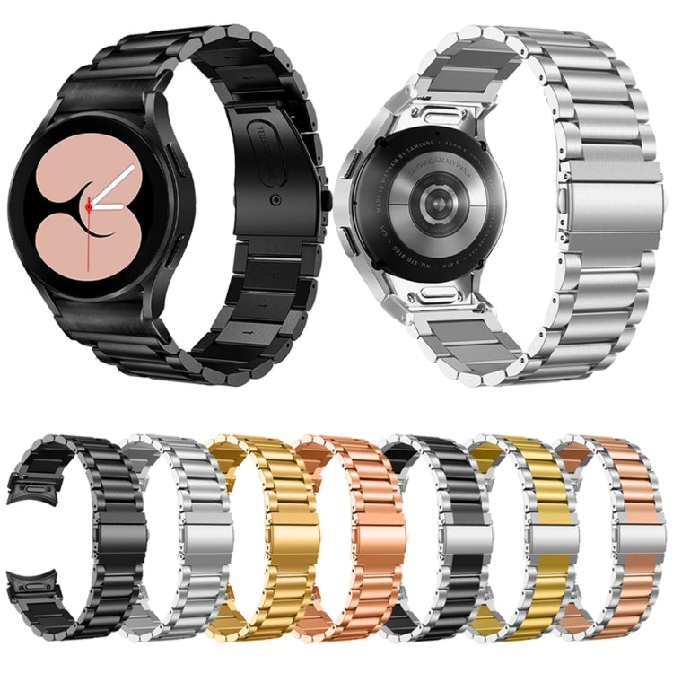 For Samsung Galaxy Watch 6 Quick Release Button Three-bead Stainless Steel Watch Band(Silver Gold) - free shipping - PMC TechLife - Order now!