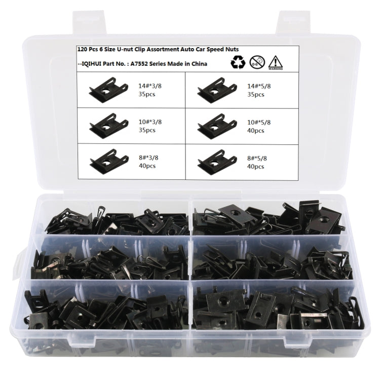 A7552 225pcs / Set Carbon Black Tension Nut U-shaped Fixed Splint Nut(Black) - Nuts & Bolts by PMC Jewellery | Online Shopping South Africa | PMC Jewellery